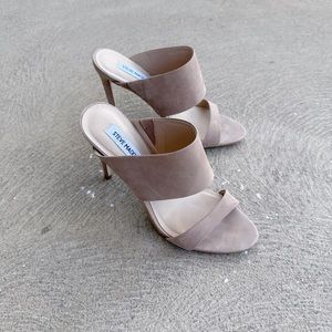 Steve Madden Nubuck Leather Heeled Sandal Blush Nude Taupe Sz 8.5